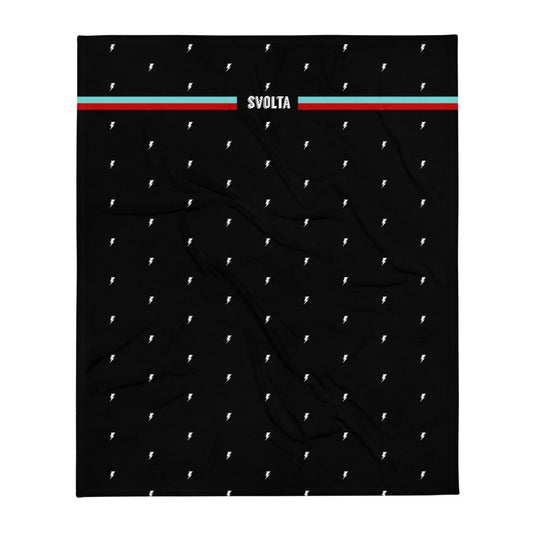 SVOLTA Tiny Bolts & Racing Stripes Throw Blanket - Black