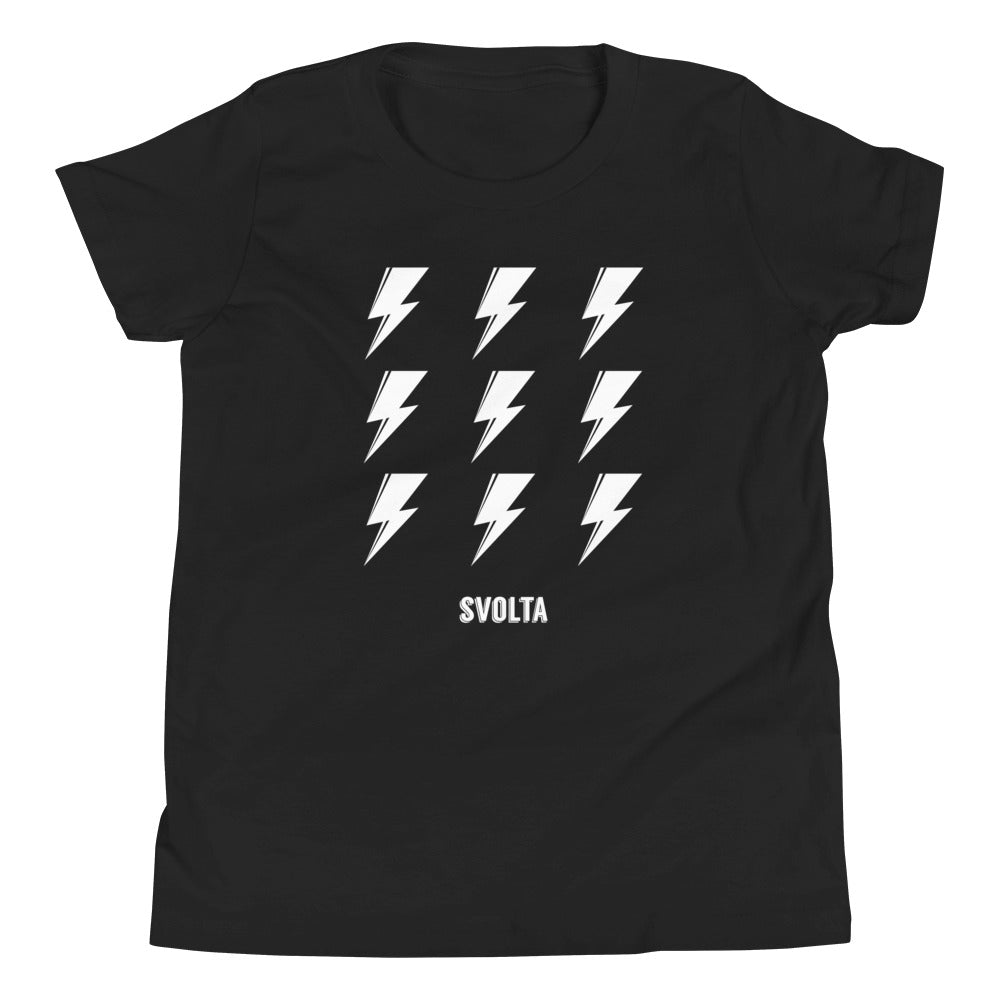 SVOLTA 9 Bolts Black and White T-Shirt, S-XL - Kids/Youth